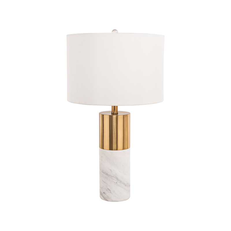 Elegant Luxury Marble Simple Wind Gold Bronze Fabric Lamp Shade Fashion Table Lamp