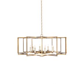 Contemporary Rectangular Starry Frame Chandelier, Golden Decorative Luxury Pendant