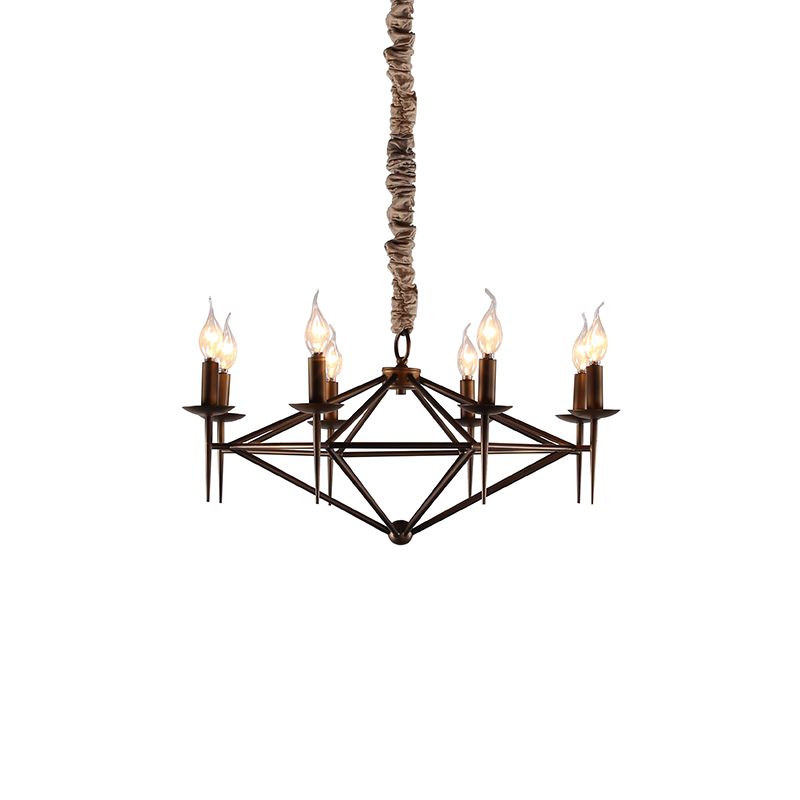 Contemporary Black Diamond Frame Chandelier 6-Holder Vintage Candlestick Ceiling Fixture