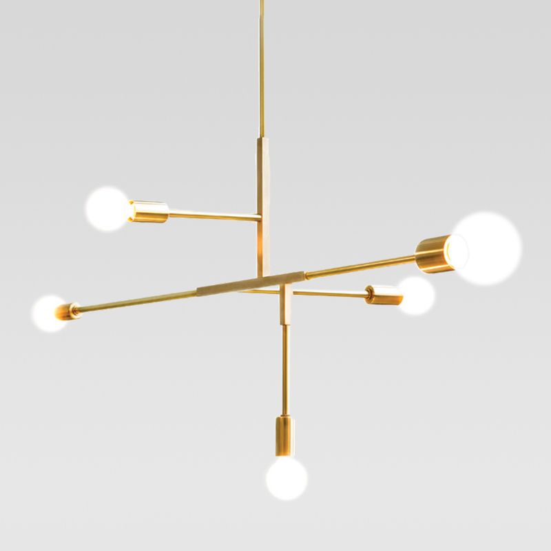 Modern Concise Linear 5-Holder Pendant Lamp with Spherical Lamp Shade