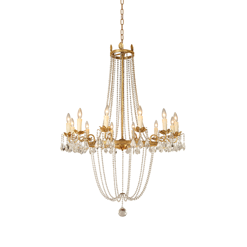 Crystal Pendant Contemporary Luxurious Royal Decorative Chandelier with Wooden Beads