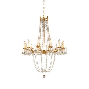 Crystal Pendant Contemporary Luxurious Royal Decorative Chandelier with Wooden Beads