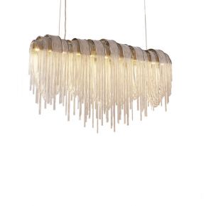 Modern Extra Long Palm Tree Decorative Pendant Light with Wooden Beads Lamp Shade