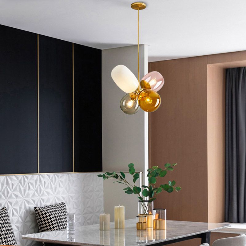 Modern Aesthetic Simple Stained Glass Ball Irregular Shape Pendant Lamp