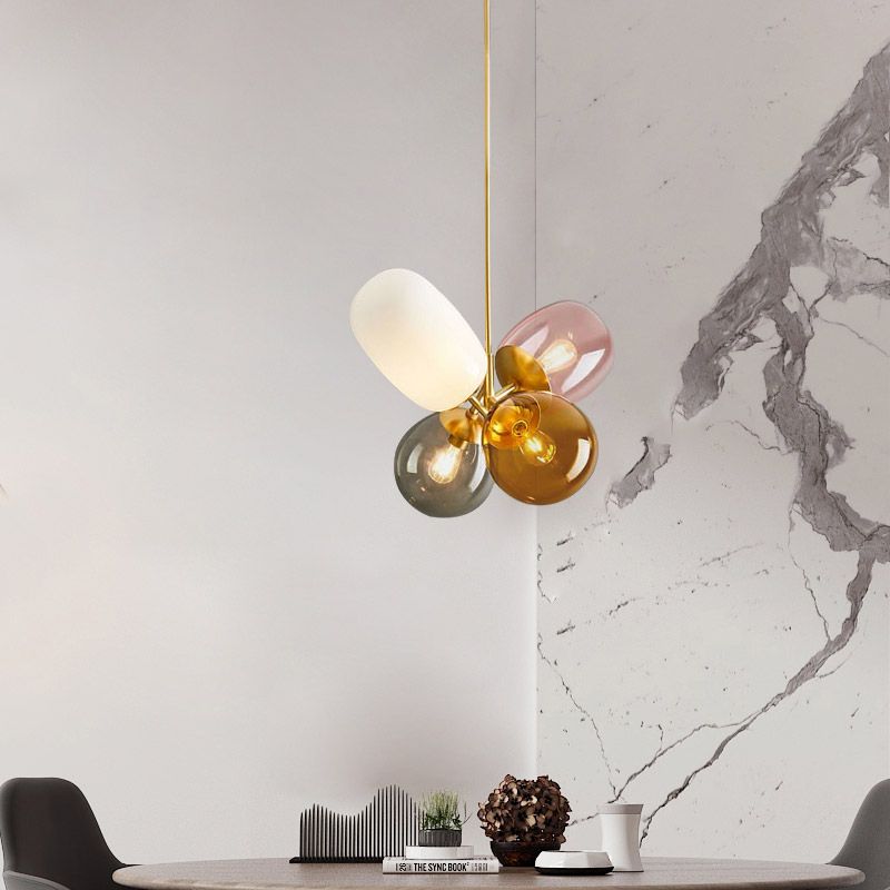 Modern Aesthetic Simple Stained Glass Ball Irregular Shape Pendant Lamp