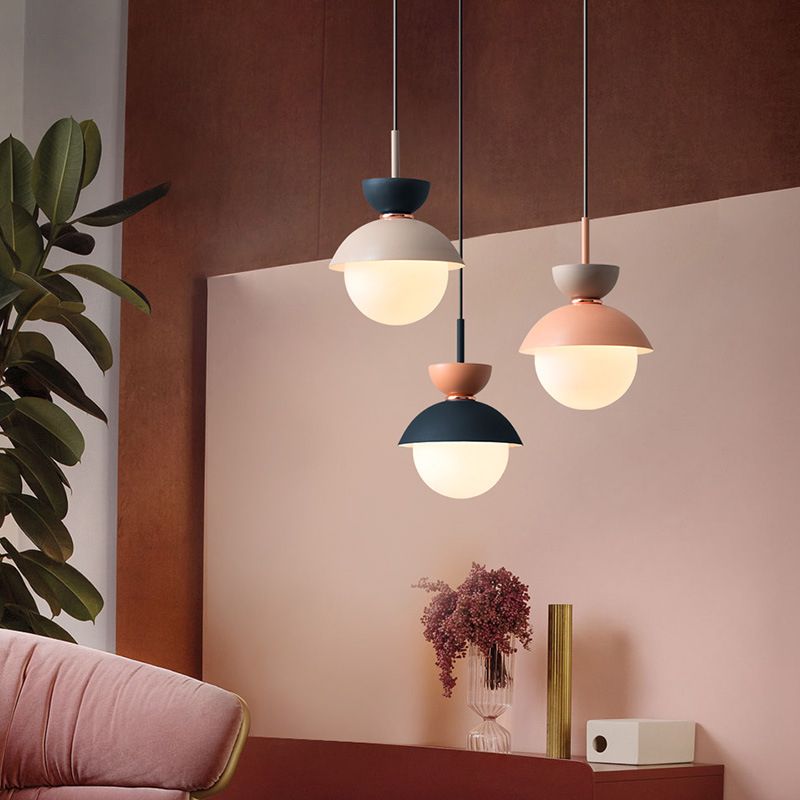 Modern Adorable Indoor Decorative Pendant with Milky White Spherical Lamp Shade