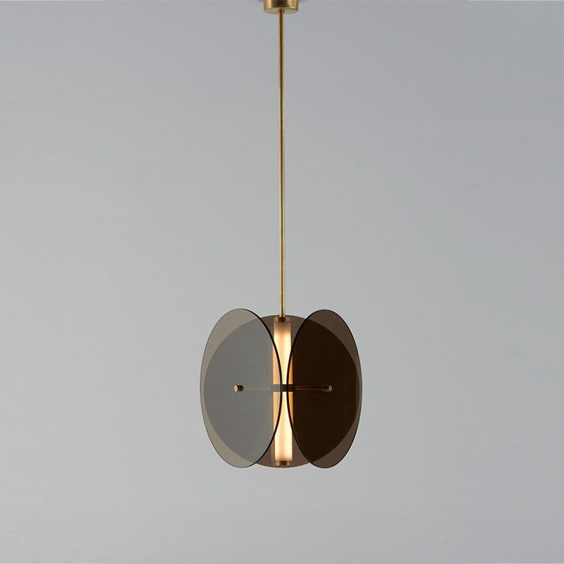 Contemporary Composite Decorative Pendant with Circular Glass Shade