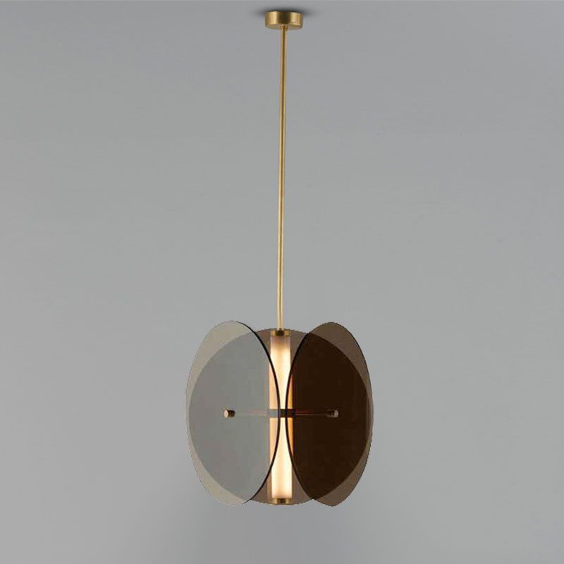 Contemporary Composite Decorative Pendant with Circular Glass Shade