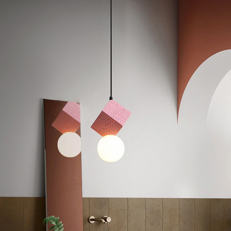 concise but creative outlook that consists of a cubic body and a spherical lamp shade Pendant Lamp