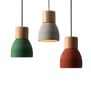 Modern Rustic Wooden Colored Cup Shade Pendant Lamp