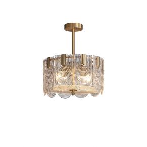 Modern Luxurious Crystal Shade Pendant Lamp with Gold Brass Furnish