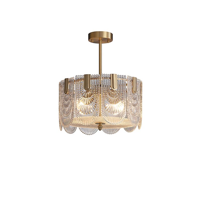 Modern Luxurious Crystal Shade Pendant Lamp with Gold Brass Furnish