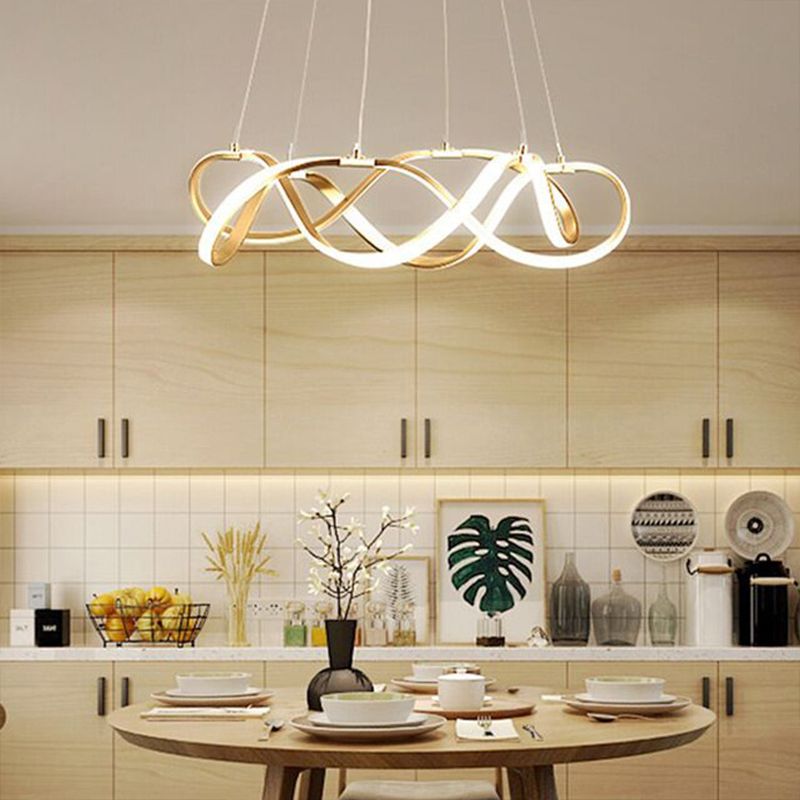 Gold White Luxurious Curve Compound Decorative Pendant Light