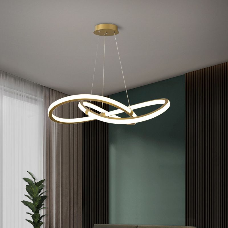 Creative Modern Integrated Circular Gold-white Furnish Pendant Ceiling Light Fixture