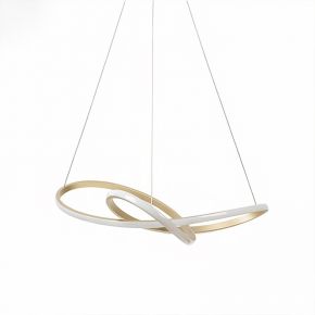 Dynamic Contemporary Curved Linear Dark Gold White Concise Pendant Light