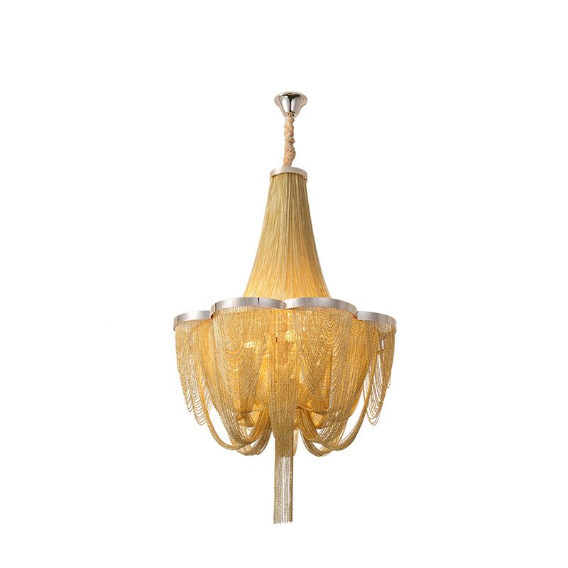 Modern Creative Golden Fabric String Shade Chandelier Decorative Pendant Light