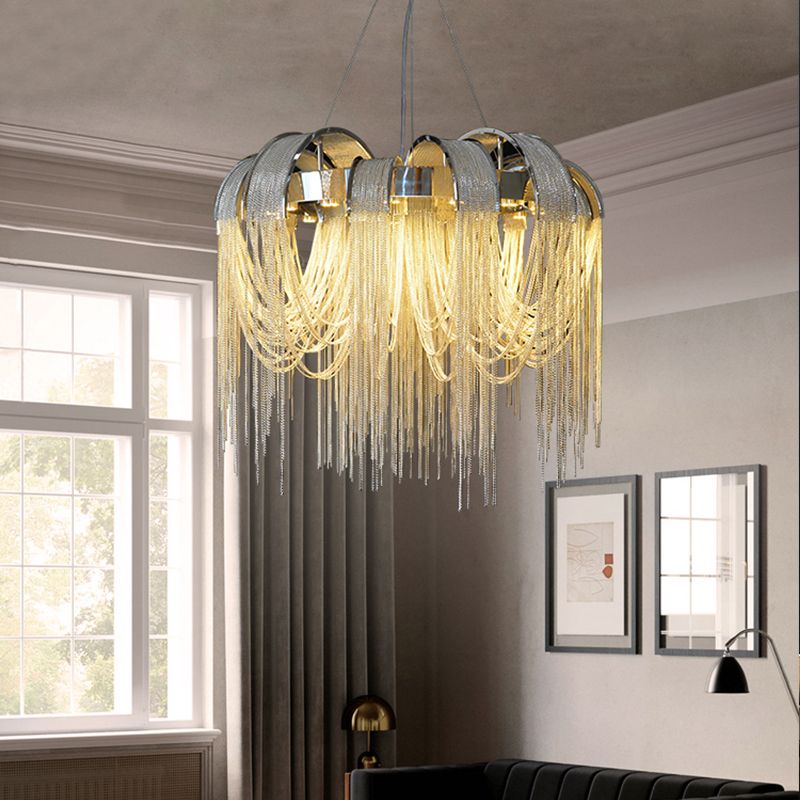 Rain of Pearl Modern Decorative Jellyfish Luxurious Beads Chain Lamp Shade Pendant