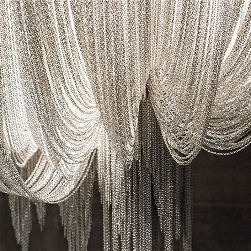 Creative Contemporary Golden Furnish Fabric Curtain Lamp Shade Decorative Pendant Light