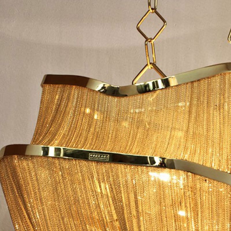 Modern Golden Curtain Irregular Fabric Shade Decorative Antique Pendant