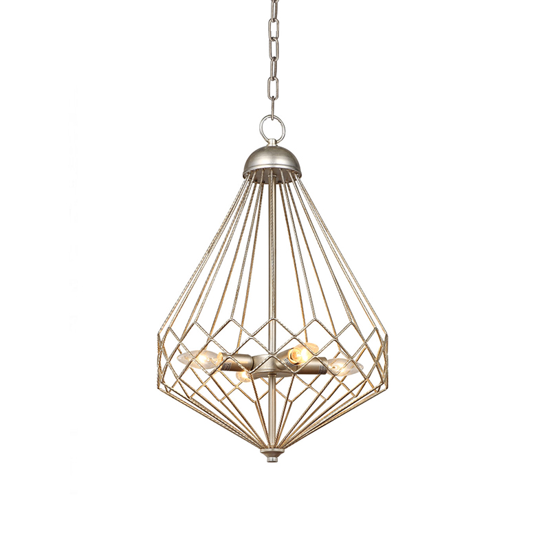 Iron String Composed Modern Pendant 4-Holder Diamond Shape Ceiling Light Fixture