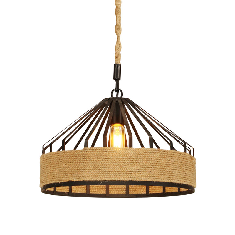 RRustic Contemporary Pendant Light With Rope 1-Holder Kitchen Ceiling Light Fixture