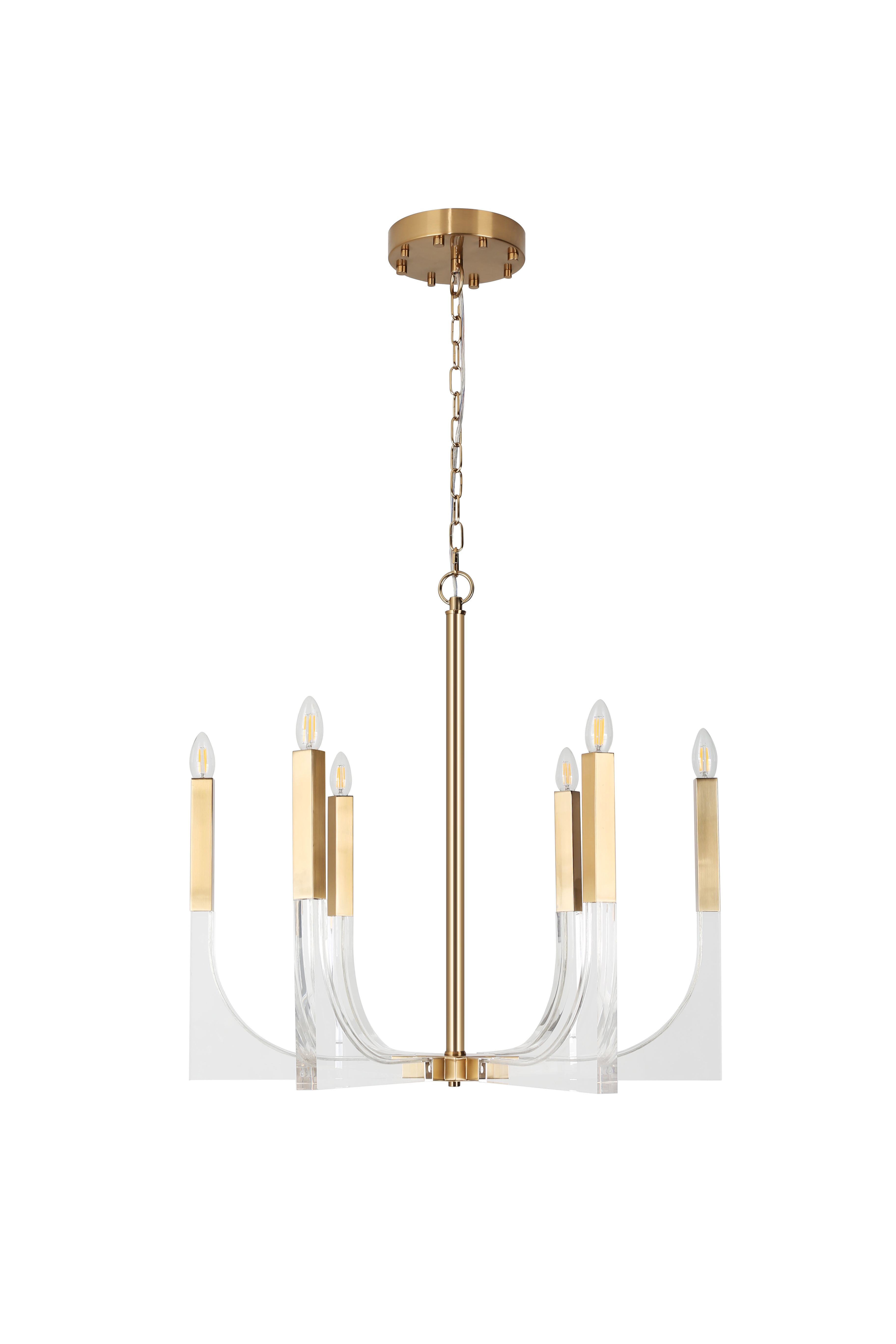 Gold acrylic chandelier iron metal modern  lighting