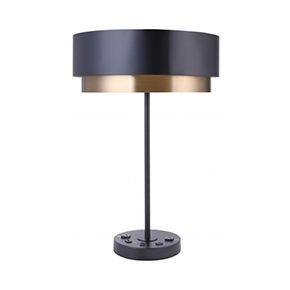 Black high-end matte black brass iron art aluminum table lamp with switch USB charging port living room bedroom