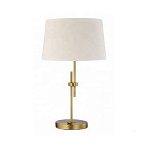 Concise brass painted modern fashion portable white lamp shade hotel hospitality lighting living room lobby