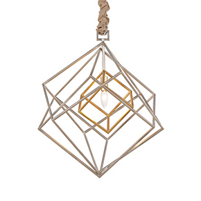 Contemporary Multi-layer Golden Cubic Frame Luxurious Pendant