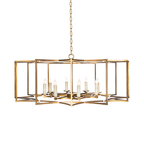 Contemporary Rectangular Starry Frame Chandelier Golden Decorative Luxury Pendant Lamp
