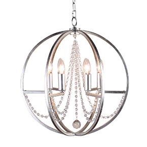 Luxurious Royal Silver Spherical Candlestick Pendant