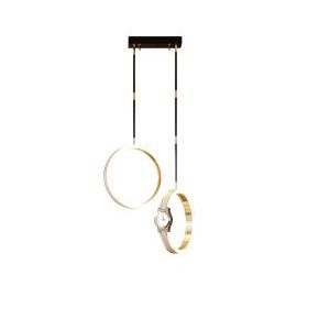 Dual Illuminating Hanging Rings, Ceiling Light Fixture with MIni Clock