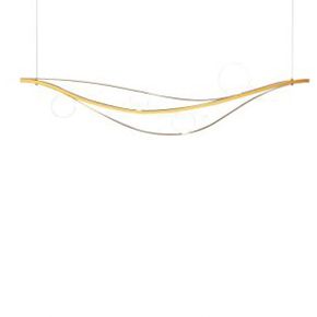 Creative Concise Linear Decorative Leaf Shape Pendant with Spherical Shade and Champagne Gold Furnish