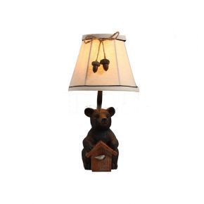 Modern Cut Bear and Bird Statue Decorative Table Lamp