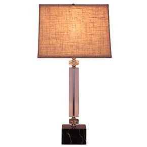 Crystal Table Lamp with Fabric Shade and Marble Plinth