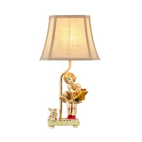 Traditional Fabric Shade with Doll Base Decorative Table Lamp