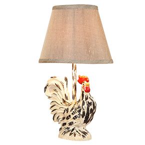 Modern Rooster Base Table Lamp with Shade Decorative Artwork Home Decor