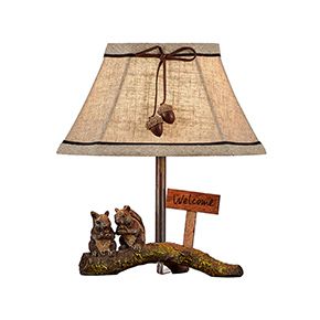 Decorative Shade with Squirrel Statue Base Home Decor Table Lamp