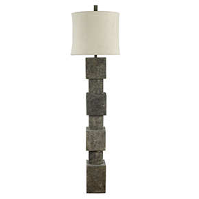 Contemporary Sugarcane Base Floor Lamp with Milky White Shade