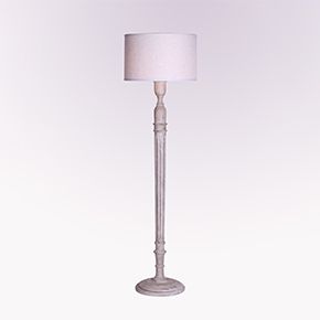 Vintage Sculpted Candlestick Floor Lamp with Milky White Fabric Shade