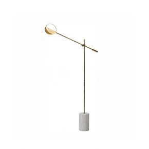Contemporary Streetlight Style Linear Floor Lamp with Marble Column Base