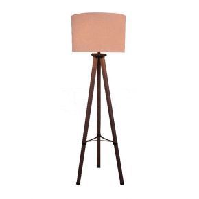 Modern Tripods Wooden Floor Lamp with Fabric Shade
