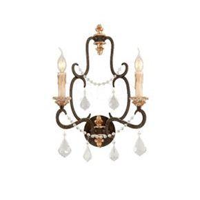 Retro Style Double-Holder Branch Wall Lamp with Crystal
