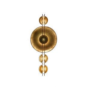 Vintage Bronze Clock Pendulum Circular Decoration Wall Lamp