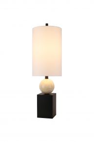 Metal Gunbarrel Color Travertine Table Lamp