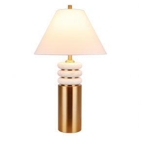 Vintage Brass Jazz White Table Lamp