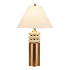 Vintage Brass Yellow Table Lamp
