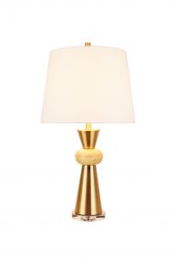 Vintage Brass Solid Wood Ring Table Lamp